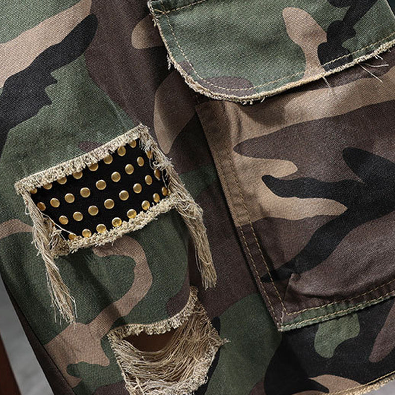 ⏰🔥50 % de réduction pour une durée limitée🔥⏰Short cargo camouflage à clous pour homme