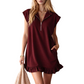 🌸SOLDES : 50 % DE RÉDUCTION🌸 Robe sans manches à demi-fermeture éclair et ourlet à volants pour femme