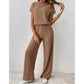 👗 PROMO LIMITÉE 50% DE RÉDUCTION ! ✨ Ensemble Maille Côtelée Femme – Haut & Pantalon Large, Confort Absolu 🌿