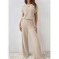 👗 PROMO LIMITÉE 50% DE RÉDUCTION ! ✨ Ensemble Maille Côtelée Femme – Haut & Pantalon Large, Confort Absolu 🌿