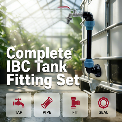 🛠️💧 PROMO FLASH 50% ! Kit de Raccordement Complet pour Cuve IBC – Robinet Zinc, Adaptateurs, Tuyaux & Joints, Installation Facile Sans Outils, Parfait pour Récupération d'Eau de Pluie 🌧️
