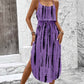 Robe midi à bretelles tie-dye pour femme