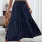 Jupe longue évasée à taille haute et smocks pour femme