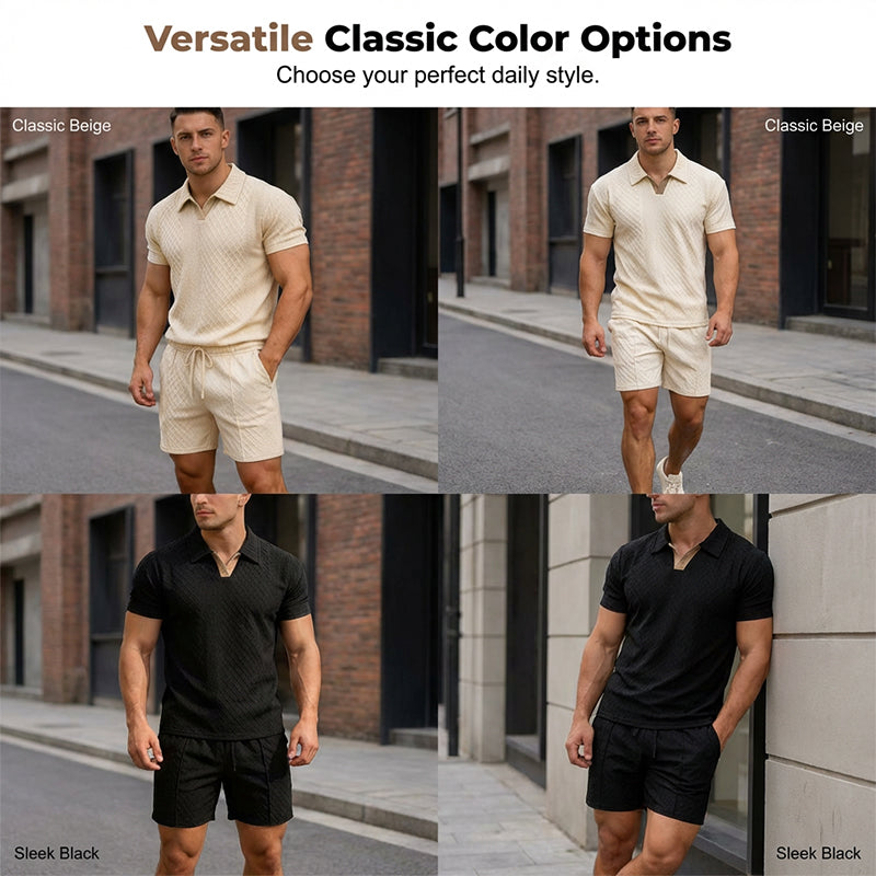 ✨Ensemble t-shirt et short en jacquard pour homme