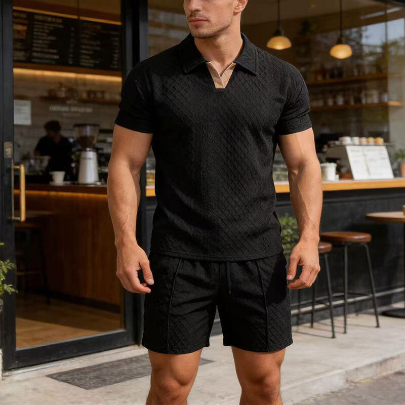 ✨Ensemble t-shirt et short en jacquard pour homme