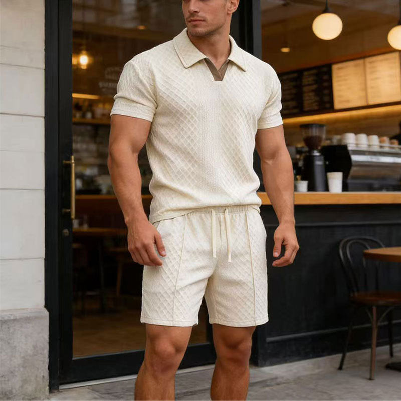 ✨Ensemble t-shirt et short en jacquard pour homme