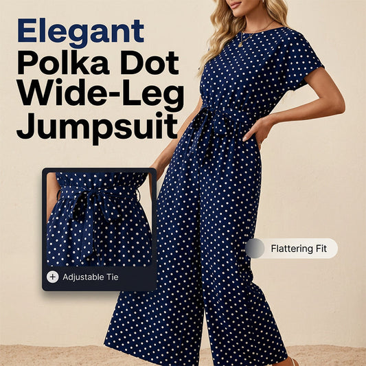 Combinaison élégante à pois pour femme, coupe large