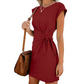 Robe t-shirt à manches courtes et cordon à la taille pour femme