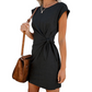 Robe t-shirt à manches courtes et cordon à la taille pour femme