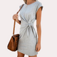 Robe t-shirt à manches courtes et cordon à la taille pour femme