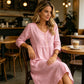👗 50% DE RÉDUCTION! ✨ Élégante Robe Midi en Lin Col V avec Boutons – Confortable, Style Décontracté & Parfaite Pour Un Usage Quotidien 🌸