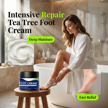 Crème pour les pieds à l'huile d'arbre à thé pour les pieds secs et gercés