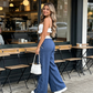 Pantalon taille haute à jambes larges pour femme