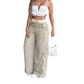 Pantalon taille haute à jambes larges pour femme