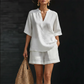 👚💃 Ensemble 2 pièces femme col V, style décontracté confortable
