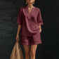 👚💃 Ensemble 2 pièces femme col V, style décontracté confortable