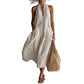👗 OFFRE À DURÉE LIMITÉE : 50 % DE RÉDUCTION ! 💃 Robe midi décontractée à col en V et dos nu pour femme – Tissu fluide, poches plaquées, respirante 🍂