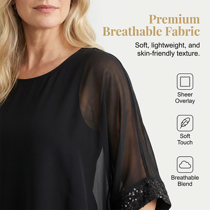👚 50% DE RÉDUCTION! ✨ Haut Décontracté à Col Rond pour Femme – Tissu Doux, Coupe Relax & Parfait Pour Les Voyages Ou Le Quotidien ✈️