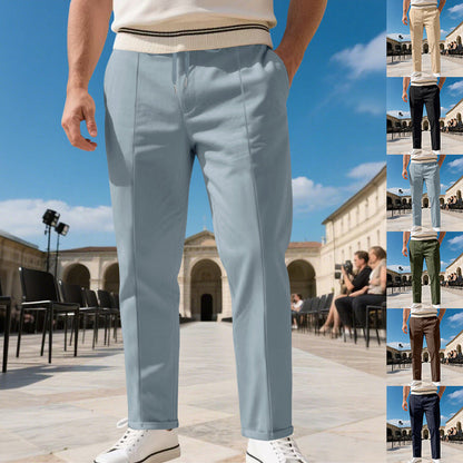 Pantalon de costume droit pour homme avec cordon de serrage