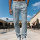 Pantalon de costume droit pour homme avec cordon de serrage