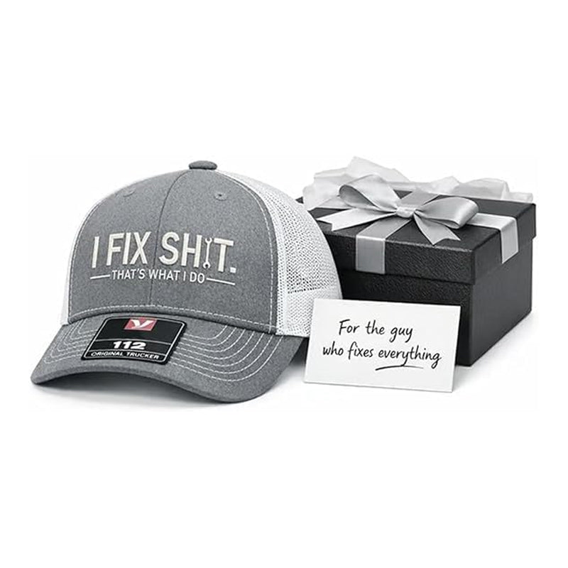 🔥🧢☀️ NOUVEAUTÉS 2026 -50% ! Casquette Trucker Brodée "I Fix Shit" – Dos Maille Respirant, Anti-UV (Noir/Gris/Orange)