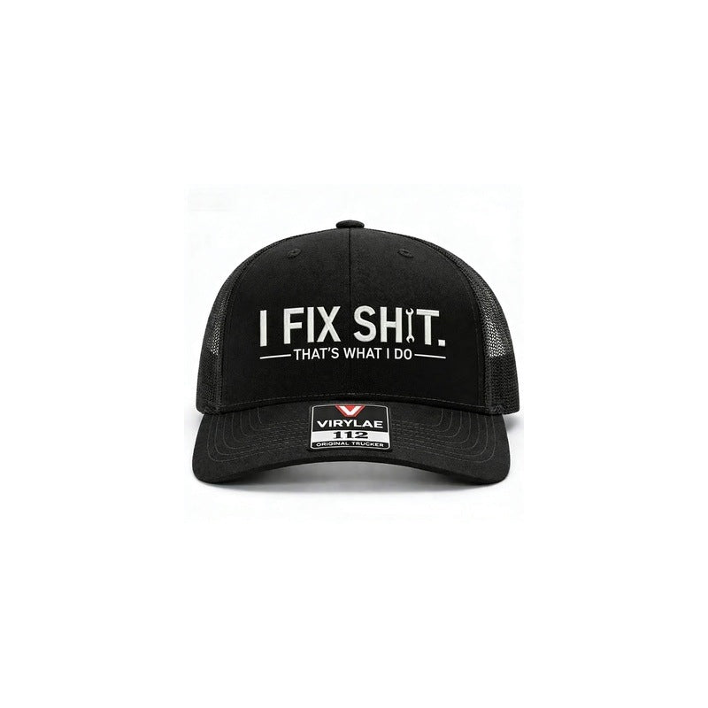 🔥🧢☀️ NOUVEAUTÉS 2026 -50% ! Casquette Trucker Brodée "I Fix Shit" – Dos Maille Respirant, Anti-UV (Noir/Gris/Orange)