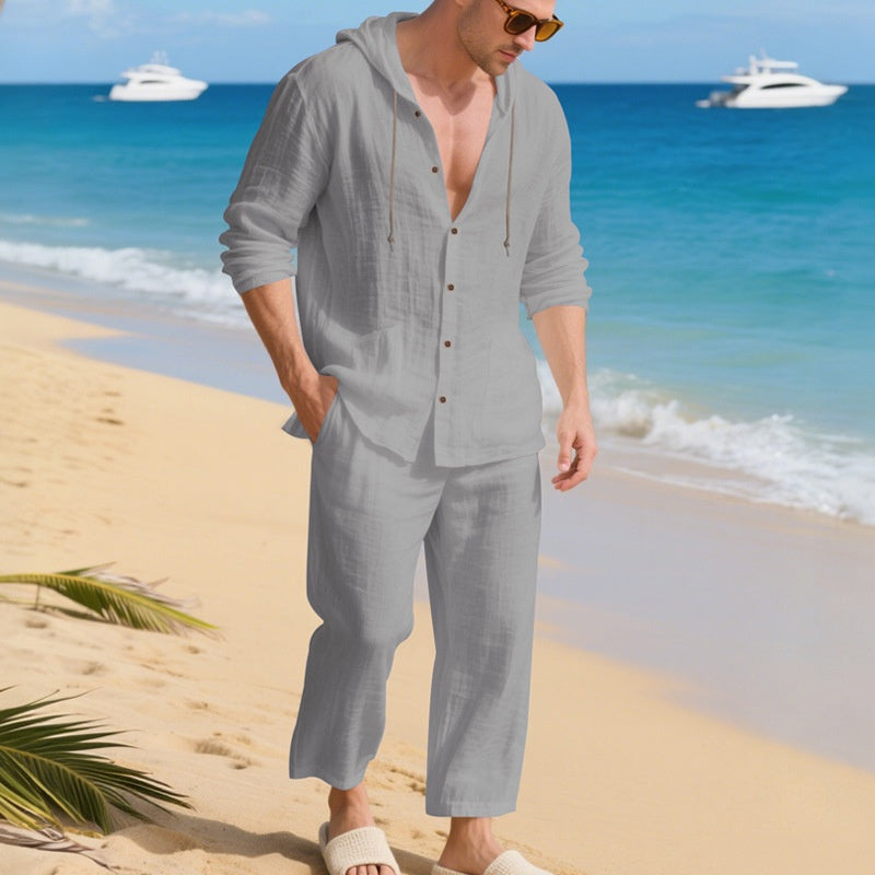 Tenue de plage en lin respirant pour homme
