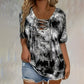🔥T-shirt à col en V et lacets pour femme, effet tie-dye✈️