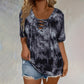 🔥T-shirt à col en V et lacets pour femme, effet tie-dye✈️