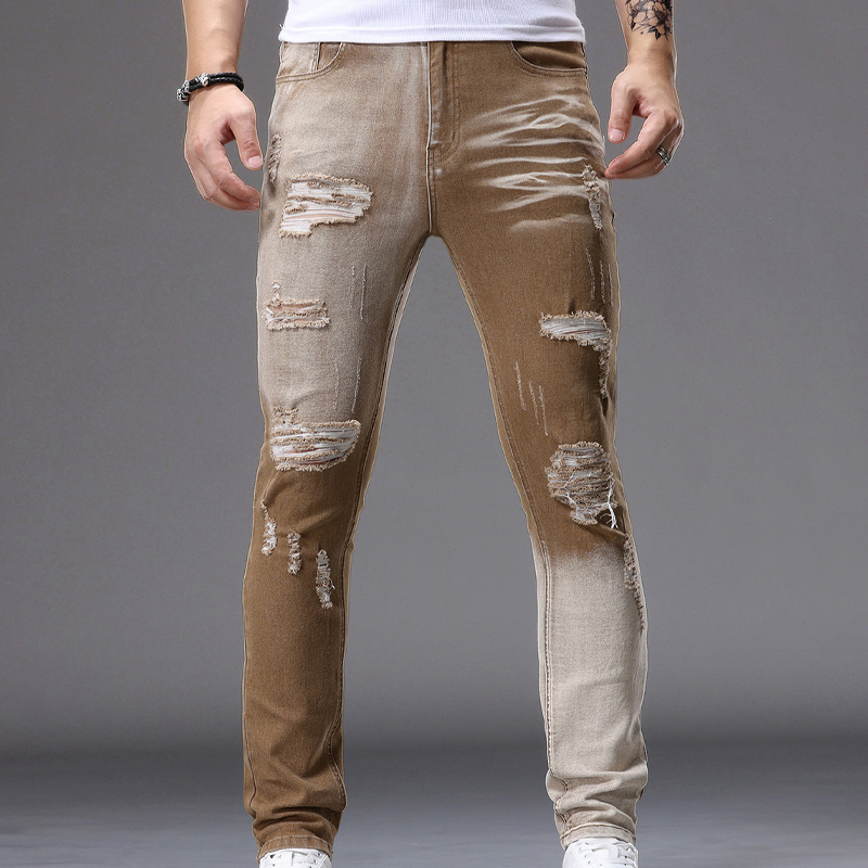 Jean slim déchiré dégradé pour homme