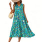 👗 50 % DE RÉDUCTION EN CE MOMENT ! 🌸 Robe midi à volants sans manches pour femme, imprimé abstrait – Coupe fluide, motif unique, idéale pour la plage, un brunch ou une sortie ☀️