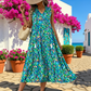 👗 50 % DE RÉDUCTION EN CE MOMENT ! 🌸 Robe midi à volants sans manches pour femme, imprimé abstrait – Coupe fluide, motif unique, idéale pour la plage, un brunch ou une sortie ☀️