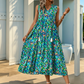 👗 50 % DE RÉDUCTION EN CE MOMENT ! 🌸 Robe midi à volants sans manches pour femme, imprimé abstrait – Coupe fluide, motif unique, idéale pour la plage, un brunch ou une sortie ☀️