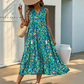 👗 50 % DE RÉDUCTION EN CE MOMENT ! 🌸 Robe midi à volants sans manches pour femme, imprimé abstrait – Coupe fluide, motif unique, idéale pour la plage, un brunch ou une sortie ☀️