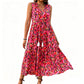 👗 50 % DE RÉDUCTION EN CE MOMENT ! 🌸 Robe midi à volants sans manches pour femme, imprimé abstrait – Coupe fluide, motif unique, idéale pour la plage, un brunch ou une sortie ☀️