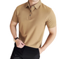 Chemise décontractée de bureau unie à manches courtes pour homme, effet rafraîchissant