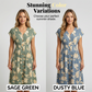 Robe mi-longue à col en V et imprimé floral pour femme, avec boutons