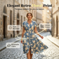 Robe mi-longue à col en V et imprimé floral pour femme, avec boutons