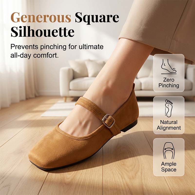 🥿🌿✨ PROMO -50% ! Ballerines Confortables en PU Aspect Daim avec Bride – Nouveau Style 2026, Souples & Élégantes (6 Couleurs, 36-43)