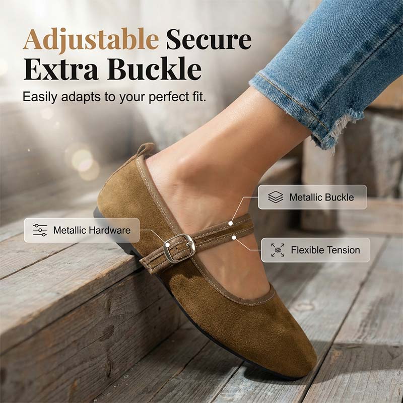 🥿🌿✨ PROMO -50% ! Ballerines Confortables en PU Aspect Daim avec Bride – Nouveau Style 2026, Souples & Élégantes (6 Couleurs, 36-43)