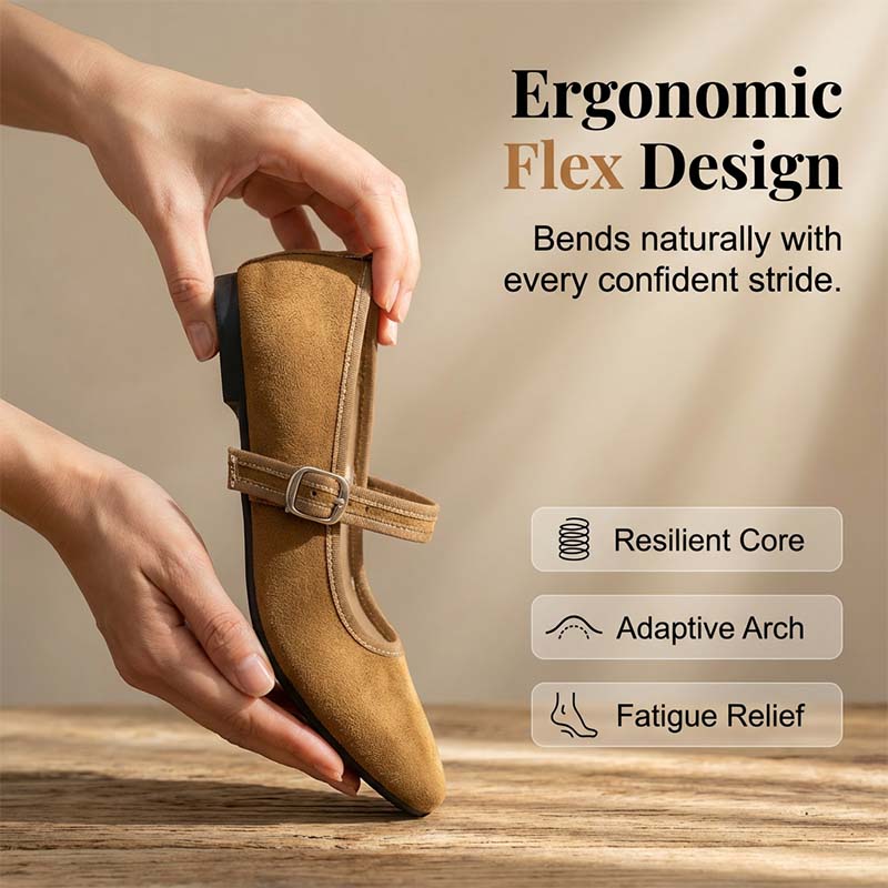 🥿🌿✨ PROMO -50% ! Ballerines Confortables en PU Aspect Daim avec Bride – Nouveau Style 2026, Souples & Élégantes (6 Couleurs, 36-43)