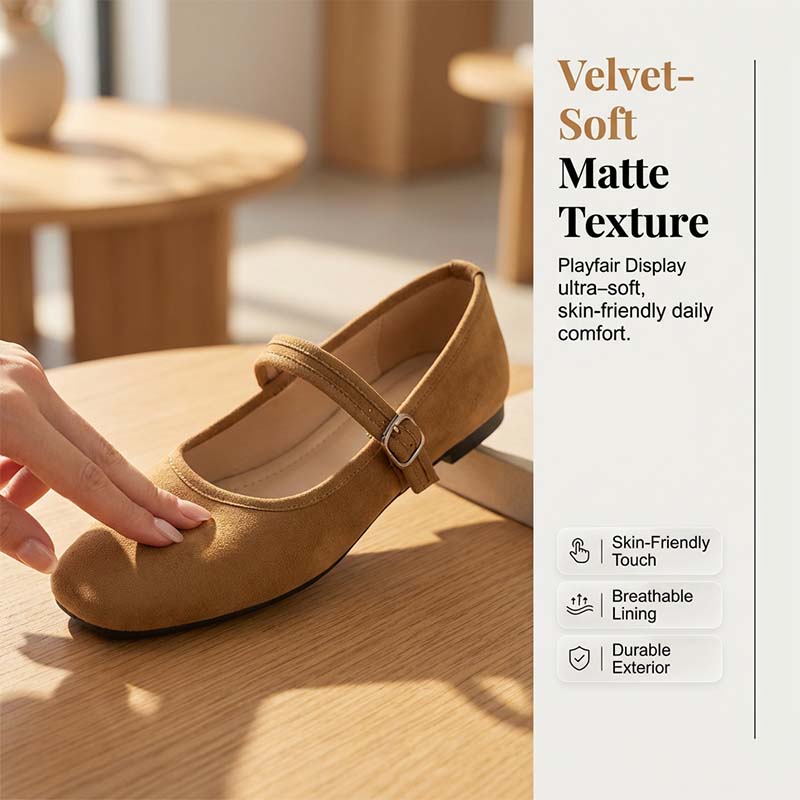 🥿🌿✨ PROMO -50% ! Ballerines Confortables en PU Aspect Daim avec Bride – Nouveau Style 2026, Souples & Élégantes (6 Couleurs, 36-43)