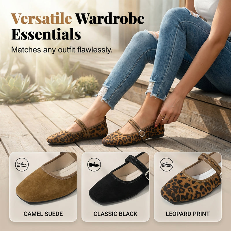 🥿🌿✨ PROMO -50% ! Ballerines Confortables en PU Aspect Daim avec Bride – Nouveau Style 2026, Souples & Élégantes (6 Couleurs, 36-43)