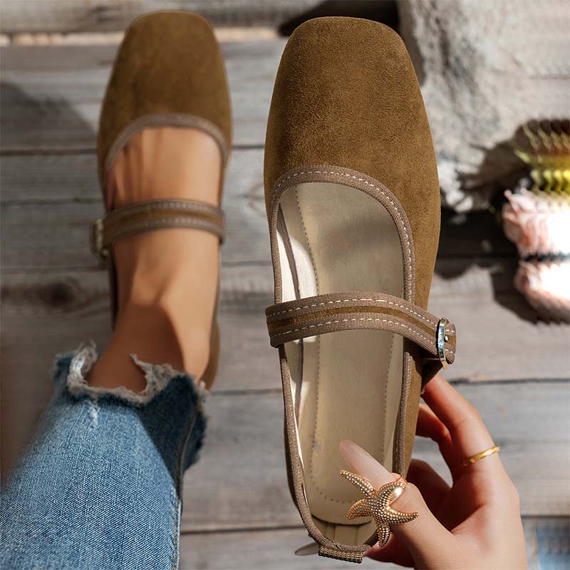 🥿🌿✨ PROMO -50% ! Ballerines Confortables en PU Aspect Daim avec Bride – Nouveau Style 2026, Souples & Élégantes (6 Couleurs, 36-43)
