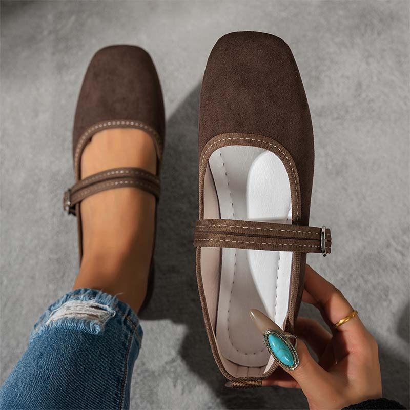 🥿🌿✨ PROMO -50% ! Ballerines Confortables en PU Aspect Daim avec Bride – Nouveau Style 2026, Souples & Élégantes (6 Couleurs, 36-43)