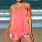 Tankini deux pièces pour femme, composé d'un haut et d'un short