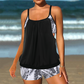 Tankini deux pièces pour femme, composé d'un haut et d'un short