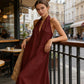 Robe longue élégante et décontractée à col licou pour l'été