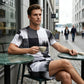 😎Ensemble abstrait moderne ✨Ensemble t-shirt et short à imprimé abstrait pour homme