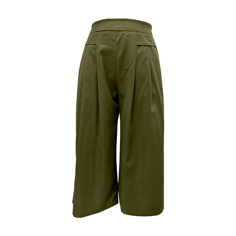 Jupe-culotte à taille haute, plissée et à jambes larges pour femme